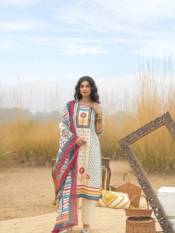 Multiblue Cotton Printed Suit Set