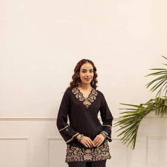 Sophisticated Black Floral Cotton Co-Ord Set