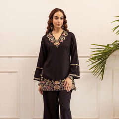 Sophisticated Black Floral Cotton Co-Ord Set