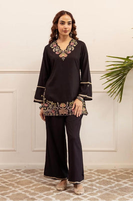 Sophisticated Black Floral Cotton Co-Ord Set