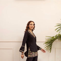 Sophisticated Black Floral Cotton Co-Ord Set
