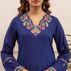 Heritage Blue Floral Embroidered Cotton Co-Ord Set
