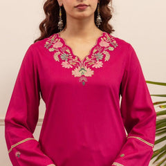 Fuchsia Pink Cotton Embroidered Co-Ord Set