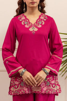 Fuchsia Pink Cotton Embroidered Co-Ord Set