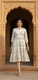 Indolady Ivory Beige Floral flare Midi Dress