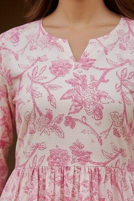 Light pink Floral midi dress