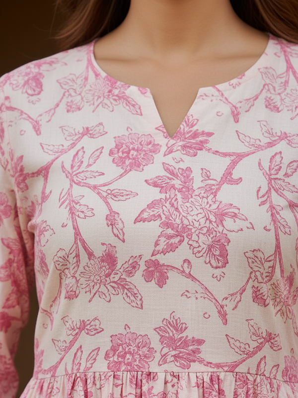 Light pink Floral midi dress