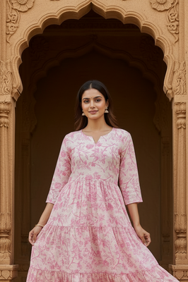 Light pink Floral midi dress