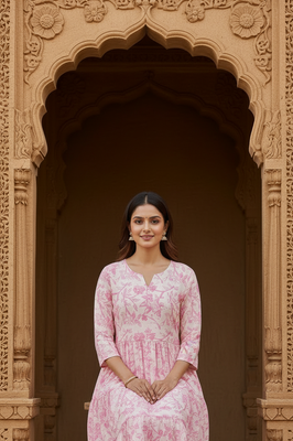 Light pink Floral midi dress