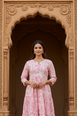 Light pink Floral midi dress