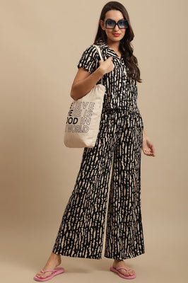 Black & Beige Abstract Co-ord Set