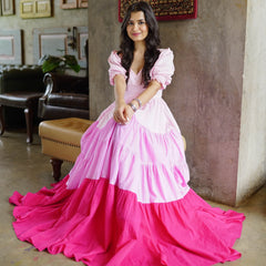 Indolady Pink Blush-Berry Ombre Tier Dress