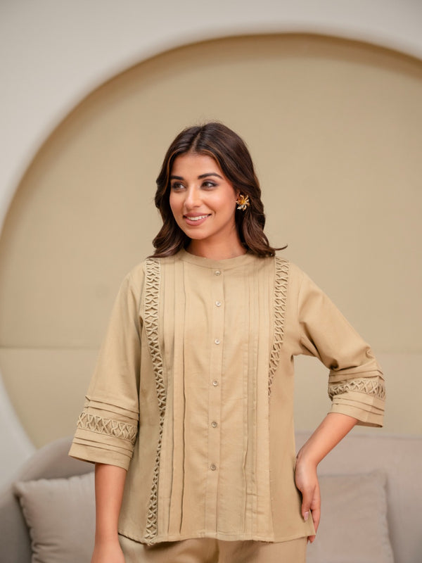 Beige Haven Luxury Cotton Flex Co-Ord Set