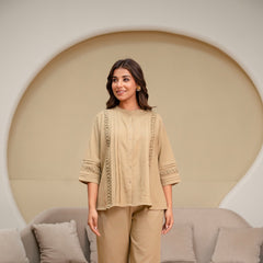Beige Haven Luxury Cotton Flex Co-Ord Set