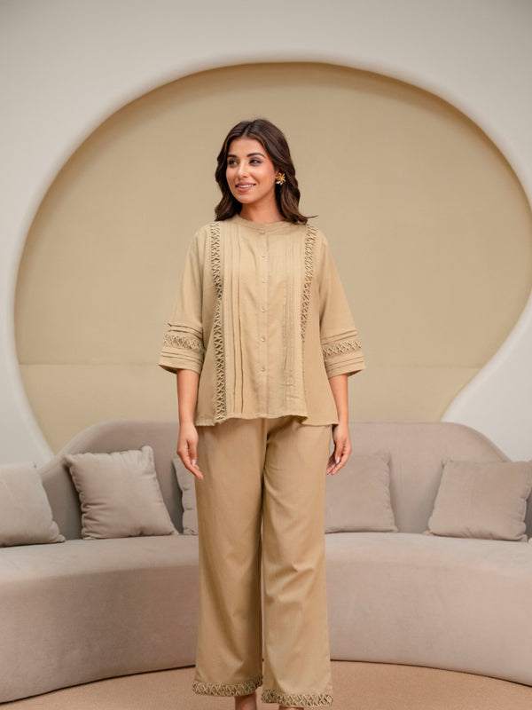 Beige Haven Luxury Cotton Flex Co-Ord Set