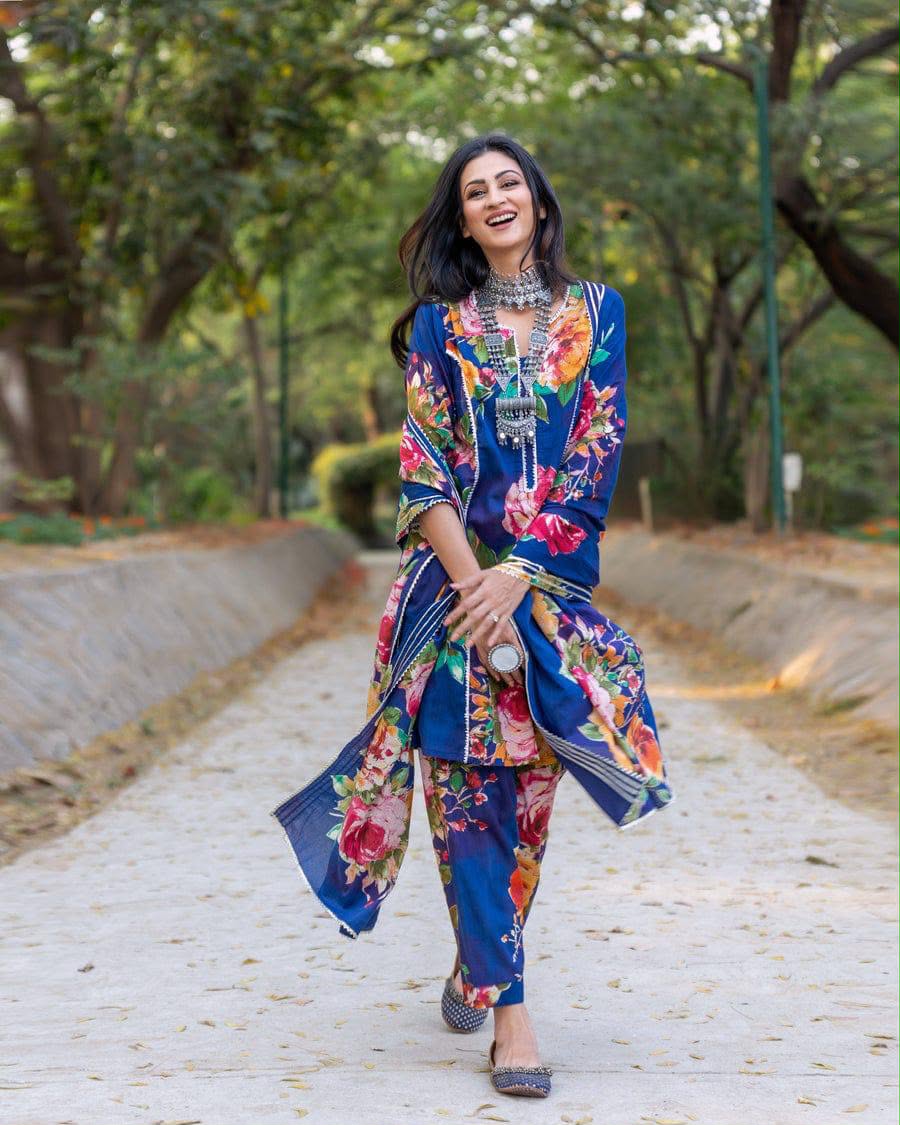 Floral Symphony Designer Suit Set