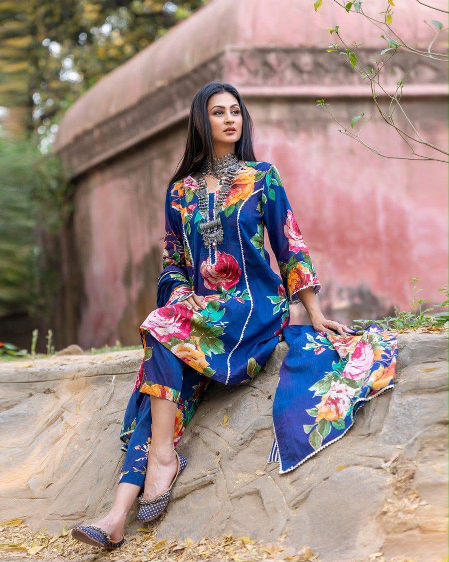 Floral Symphony Designer Suit Set