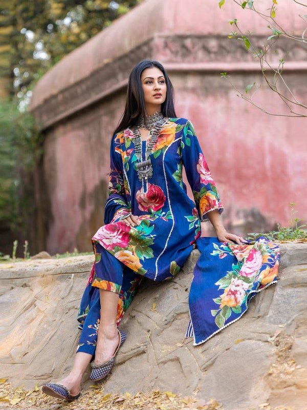 Floral Symphony Designer Suit Set