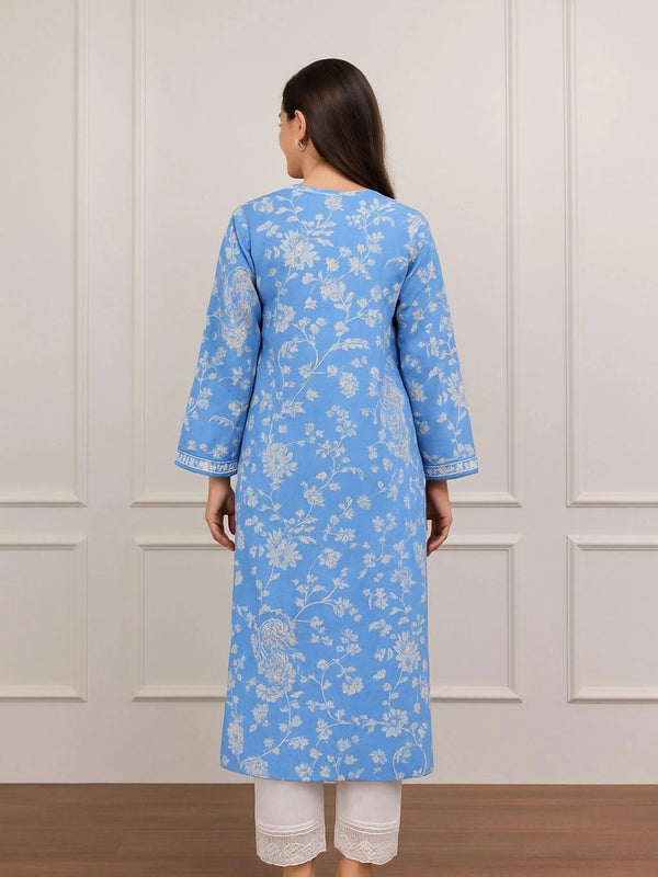 Blue Blossom Premium Cotton Ethnic Co-Ord Set
