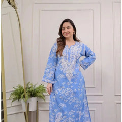 Blue Blossom Premium Cotton Ethnic Co-Ord Set