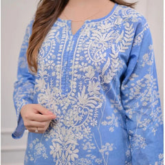 Blue Blossom Premium Cotton Ethnic Co-Ord Set
