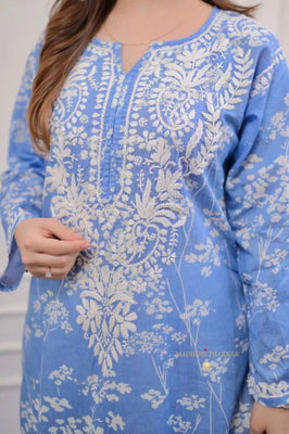 Blue Blossom Premium Cotton Ethnic Co-Ord Set