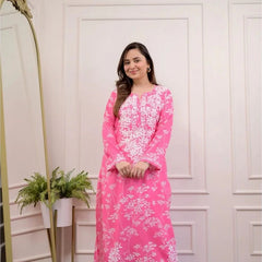 Floral Charm Pink Premium Cotton Co-Ord Set