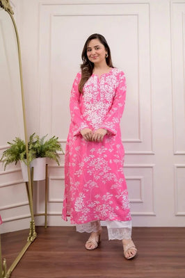 Floral Charm Pink Premium Cotton Co-Ord Set