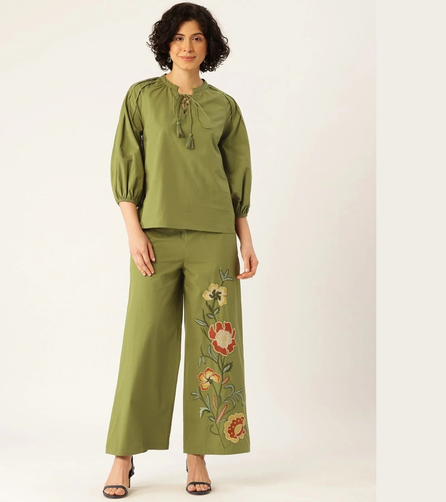 Olive Botanical Cotton Co-Ord Set