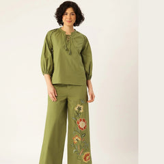 Olive Botanical Cotton Co-Ord Set