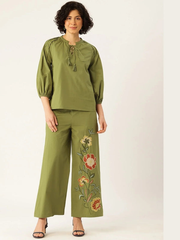 Olive Botanical Cotton Co-Ord Set