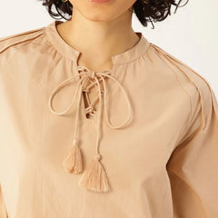 Sand Beige Floral Cotton Co-Ord Set