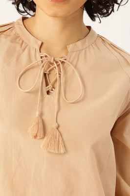 Sand Beige Floral Cotton Co-Ord Set