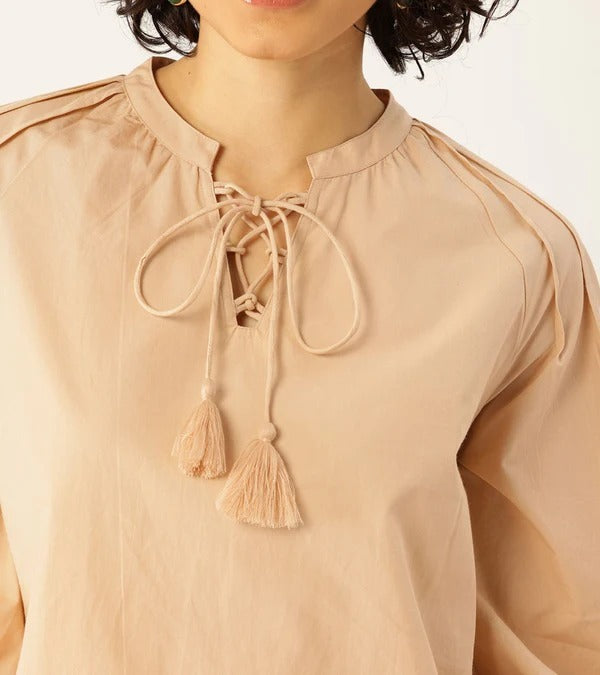 Sand Beige Floral Cotton Co-Ord Set
