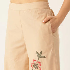 Sand Beige Floral Cotton Co-Ord Set