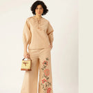 Sand Beige Floral Cotton Co-Ord Set