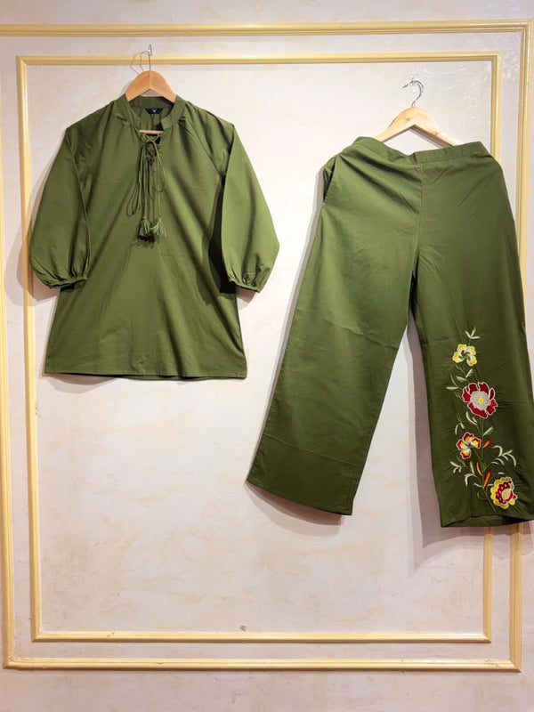 Olive Botanical Cotton Co-Ord Set