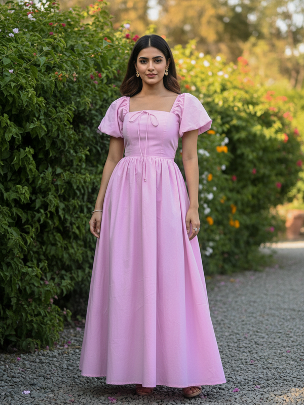 Pink Arabella Flowy Dress Maxi